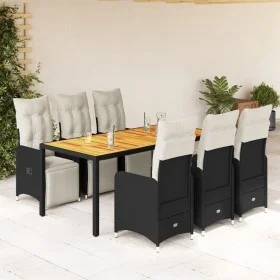 Set de mesa y sillas de jardín 7 pzas y cojines ratán PE negro by , Garden sets - Ref: Foro24-3277131, Price: 986,27 €, Disco...