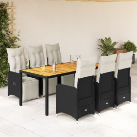 Set de mesa y sillas de jardín 7 pzas y cojines ratán PE negro by , Garden sets - Ref: Foro24-3277131, Price: 900,02 €, Disco...