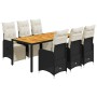 Gartentisch- und Stuhlset, 7-teilig, mit schwarzen PE-Rattan-Kissen. von , Gartensets - Ref: Foro24-3277131, Preis: 900,02 €,...