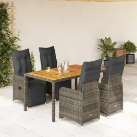 Mesita y sillas jardín 5 pzas y cojines ratán sintético gris by , Garden sets - Ref: Foro24-3277159, Price: 715,38 €, Discoun...