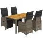 Gartentisch und Stühle 5-teilig mit grauen Kissen aus synthetischem Rattan. von , Gartensets - Ref: Foro24-3277159, Preis: 71...
