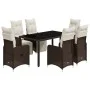 Set de mesa y sillas jardín 7 pzas con cojines ratán PE marrón de , Conjuntos de jardín - Ref: Foro24-3277190, Precio: 953,60...