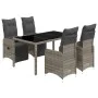 Mesita y sillas jardín 5 pzas y cojines ratán sintético gris de , Conjuntos de jardín - Ref: Foro24-3277167, Precio: 707,04 €...