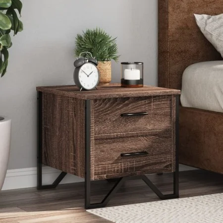 Zwei Nachttische aus braunem Eichenfurnierholz, 40x41x40 cm. von , Nachttische - Ref: Foro24-848513, Preis: 89,33 €, Rabatt: %