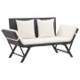 Banco de jardín con cojines ratán sintético negro 176 cm by , garden benches - Ref: Foro24-317181, Price: 184,42 €, Discount: %
