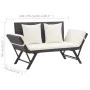 Banco de jardín con cojines ratán sintético negro 176 cm by , garden benches - Ref: Foro24-317181, Price: 181,97 €, Discount: %