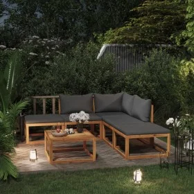 Gartenmöbel-Set, 6-teilig, mit massiven Akazienholz-Möbeln und Kissen. von , Gartensets - Ref: Foro24-3098663, Preis: 544,54 ...