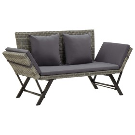 Gartenbank mit grauen Kissen aus synthetischem Rattan, 176 cm. von , Gartenbänke - Ref: Foro24-317183, Preis: 244,89 €, Rabat...