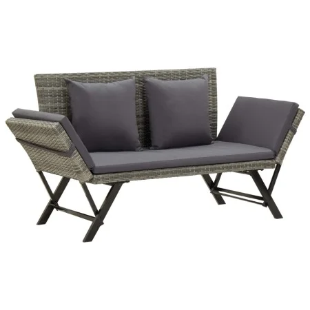 Banco de jardín con cojines ratán sintético gris 176 cm by , garden benches - Ref: Foro24-317183, Price: 240,75 €, Discount: %