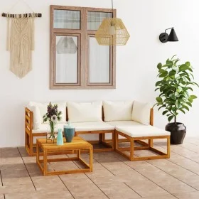 Gartenmöbel-Set 5-teilig mit massiven Akazienholzrahmen und Kissen. von , Gartensets - Ref: Foro24-3098668, Preis: 450,28 €, ...