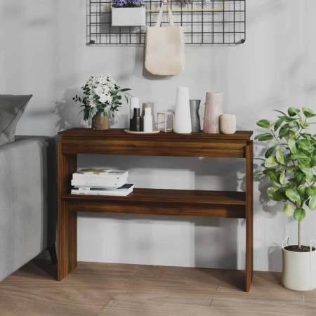 Oak brown plywood console table 102x30x80 cm by , Side tables - Ref: Foro24-815221, Price: 53,77 €, Discount: %