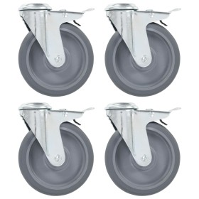 Swivel wheels with pin hole and double brakes 4 units 125 mm by , Material handling - Ref: Foro24-143429, Price: 35,66 €, Dis...