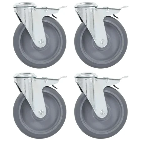Swivel wheels with pin hole and double brakes 4 units 125 mm by , Material handling - Ref: Foro24-143429, Price: 34,93 €, Dis...