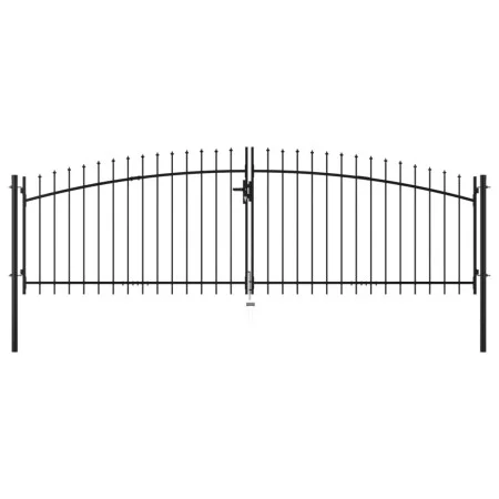 Double gate for fence with spear tips 400x150 cm by , garden gates - Ref: Foro24-144360, Price: 216,21 €, Discount: %