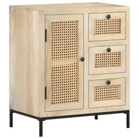 Solid mango wood and natural cane sideboard 60x35x70 cm by , Sideboards - Ref: Foro24-323508, Price: 151,43 €, Discount: %