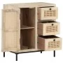 Solid mango wood and natural cane sideboard 60x35x70 cm by , Sideboards - Ref: Foro24-323508, Price: 151,43 €, Discount: %