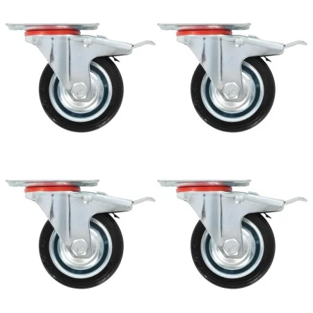 Swivel wheels with double brakes 4 units 75 mm by , Material handling - Ref: Foro24-143443, Price: 24,38 €, Discount: %
