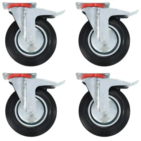 Swivel wheels with double brakes 4 units 200 mm by , Material handling - Ref: Foro24-143455, Price: 65,24 €, Discount: %
