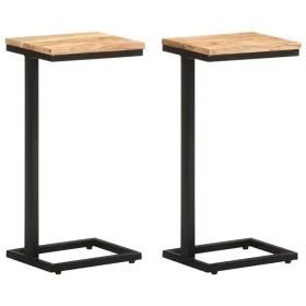 Set of 2 solid mango wood side tables, 31.5x24.5x64.5 cm each by , Side tables - Ref: Foro24-321971, Price: 110,57 €, Discoun...