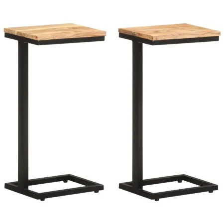 Set of 2 solid mango wood side tables, 31.5x24.5x64.5 cm each by , Side tables - Ref: Foro24-321971, Price: 110,57 €, Discoun...