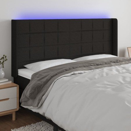 Cabecero con LED de tela negro 203x16x118/128 cm en Cabeceros y pies de cama | Comprar online en Foro24