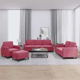 Set of 4 piece sofas red red velvet by , Sofas - Ref: Foro24-3201948, Price: 694,10 €, Discount: %