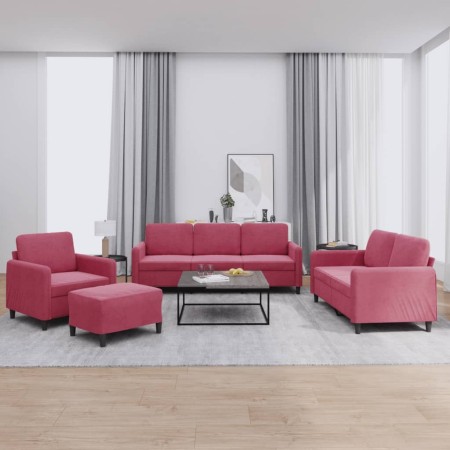 Juego de sofás 4 piezas terciopelo rojo tinto de , Sofás - Ref: Foro24-3201948, Precio: 706,99 €, Descuento: %