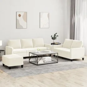 3-piece cream velvet sofa set with cushions by , Sofas - Ref: Foro24-3201534, Price: 585,70 €, Discount: %