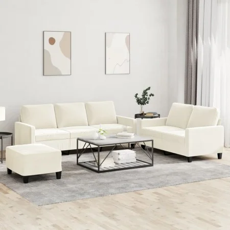 3-piece cream velvet sofa set with cushions by , Sofas - Ref: Foro24-3201534, Price: 585,70 €, Discount: %