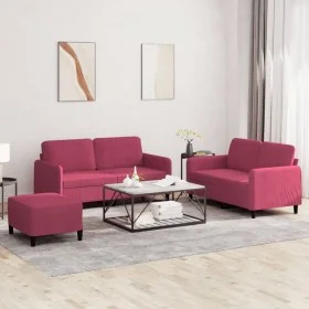 3-piece set of velvet sofas in burgundy red. by , Sofas - Ref: Foro24-3201988, Price: 512,28 €, Discount: %