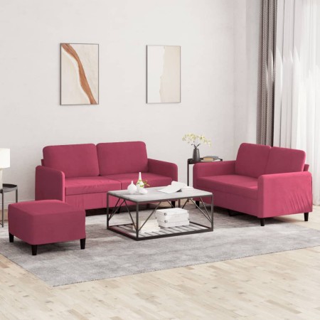 3-piece set of velvet sofas in burgundy red. by , Sofas - Ref: Foro24-3201988, Price: 520,38 €, Discount: %