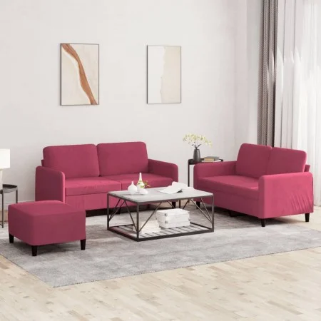 3-piece set of velvet sofas in burgundy red. by , Sofas - Ref: Foro24-3201988, Price: 512,28 €, Discount: %
