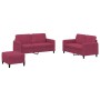 3-piece set of velvet sofas in burgundy red. by , Sofas - Ref: Foro24-3201988, Price: 520,38 €, Discount: %