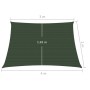 Toldo de vela verde oscuro HDPE 160 g/m² 3/4x2 m