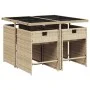 5 pcs garden dining set with cushions synthetic rattan beige by , Garden sets - Ref: Foro24-3211078, Price: 308,72 €, Discoun...