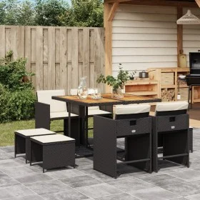 9-piece garden dining set with black synthetic rattan cushions by , Garden sets - Ref: Foro24-3211143, Price: 423,95 €, Disco...