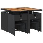 Set de comedor de jardín 9 pzas y cojines ratán sintético negro de , Conjuntos de jardín - Ref: Foro24-3211143, Precio: 359,94 €