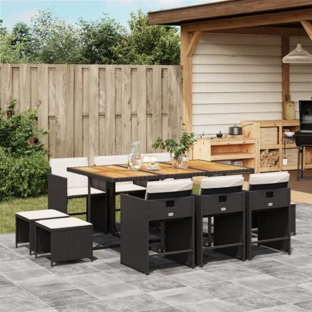11-piece garden dining set with black synthetic rattan cushions by , Garden sets - Ref: Foro24-3211155, Price: 622,79 €, Disc...