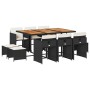 11-piece garden dining set with black synthetic rattan cushions by , Garden sets - Ref: Foro24-3211155, Price: 554,66 €, Disc...