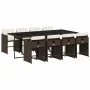 Set comedor para jardín 9 pzas y cojines ratán sintético marrón de , Conjuntos de jardín - Ref: Foro24-3211101, Precio: 599,3...