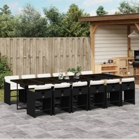 Garden dining set with 13-piece black synthetic rattan cushions by , Garden sets - Ref: Foro24-3211122, Price: 917,06 €, Disc...