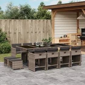 Set comedor de jardín con cojines 13 pzas ratán sintético gris de , Conjuntos de jardín - Ref: Foro24-3211160, Precio: 746,19...