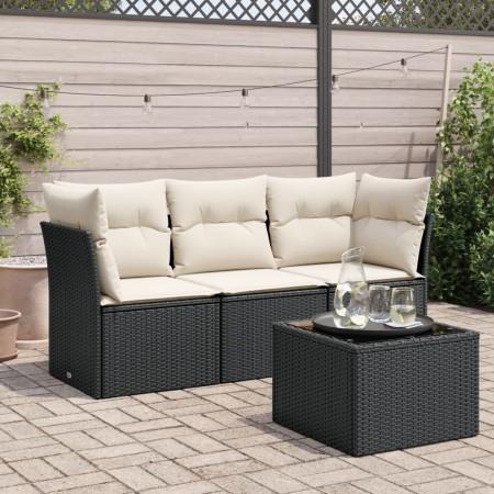4-piece garden sofa set with black synthetic rattan cushions by , Garden sets - Ref: Foro24-3249055, Price: 250,81 €, Discoun...