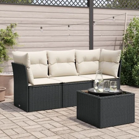 4-piece garden sofa set with black synthetic rattan cushions by , Garden sets - Ref: Foro24-3249055, Price: 250,91 €, Discoun...