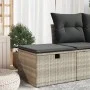 Taburete jardín con cojín ratán sintético gris claro 55x55x37cm de , Otomanas de exterior - Ref: Foro24-366180, Precio: 62,12...