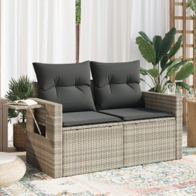 Gartensofa mit Kissen, 2-Sitzer, aus hellem grauem Kunststoffrattan. von , Outdoor-Sofas - Ref: Foro24-366196, Preis: 161,62 ...