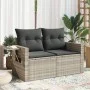 Garden sofa with cushions, 2 seats, light gray synthetic rattan by , Outdoor sofas - Ref: Foro24-366196, Price: 170,49 €, Dis...