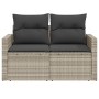 Garden sofa with cushions, 2 seats, light gray synthetic rattan by , Outdoor sofas - Ref: Foro24-366196, Price: 161,62 €, Dis...