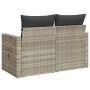 Garden sofa with cushions, 2 seats, light gray synthetic rattan by , Outdoor sofas - Ref: Foro24-366196, Price: 170,49 €, Dis...