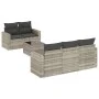 Garden sofa set 6 pieces and gray synthetic rattan cushions by , Garden sets - Ref: Foro24-3218692, Price: 422,40 €, Discount: %